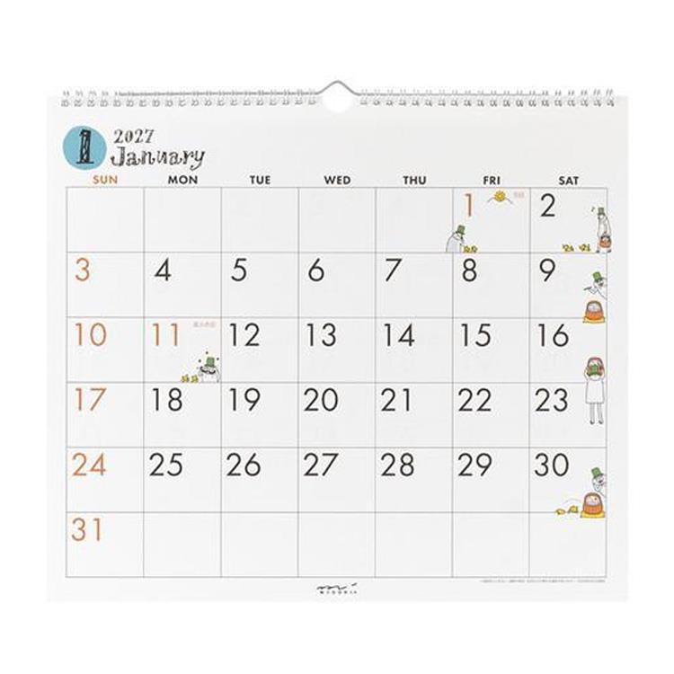 2027年1月始まりカレンダー L 壁掛け オジサン柄 オジサン柄