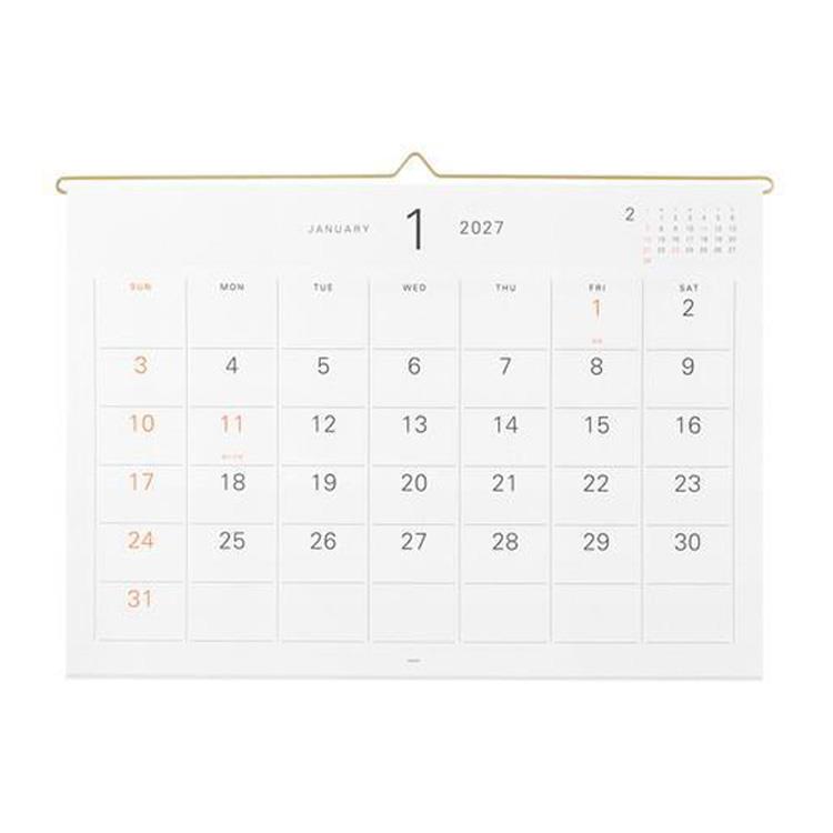 2027年1月始まり ハンガーカレンダー 壁掛け ホワイト