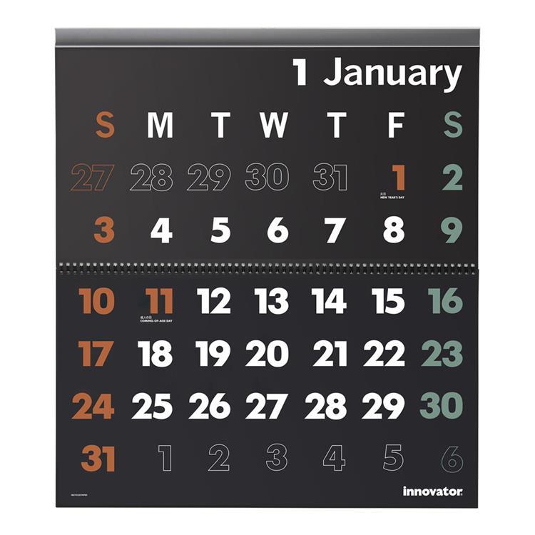 2027年1月始まりカレンダー イノベーター 壁掛け L 黒 黒
