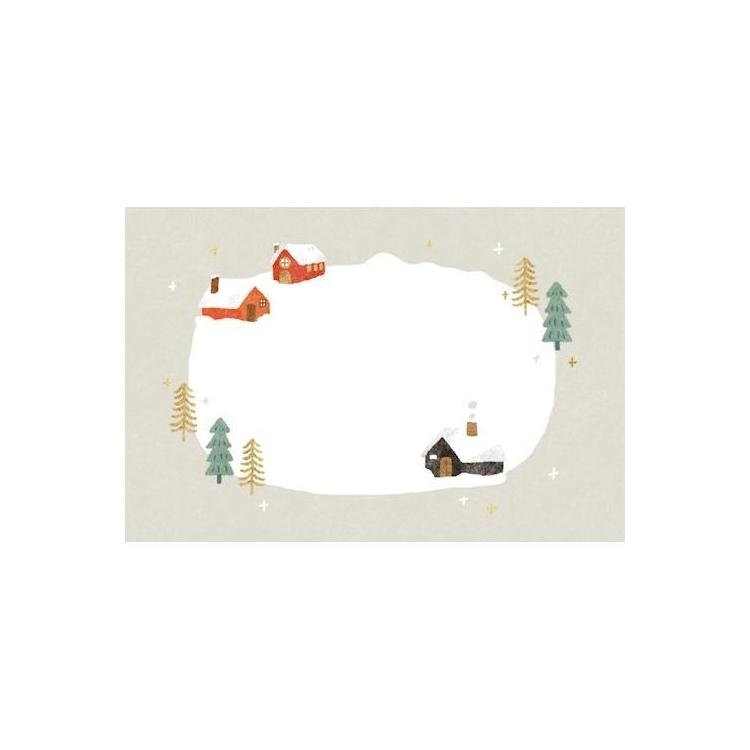 冬柄レターセット 雪降る家 雪降る家