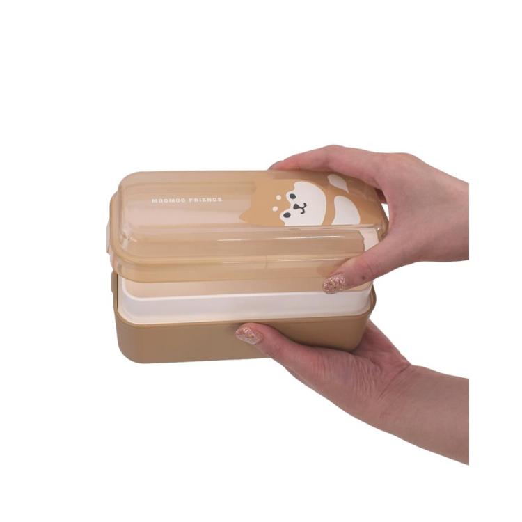 2WAYスマートロック2段 610ml みるくねこ お弁当箱 ホワイト