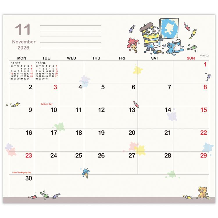 2025年10月始まり手帳 月間 B7 スリム ミニオンズ ボブ&ティム