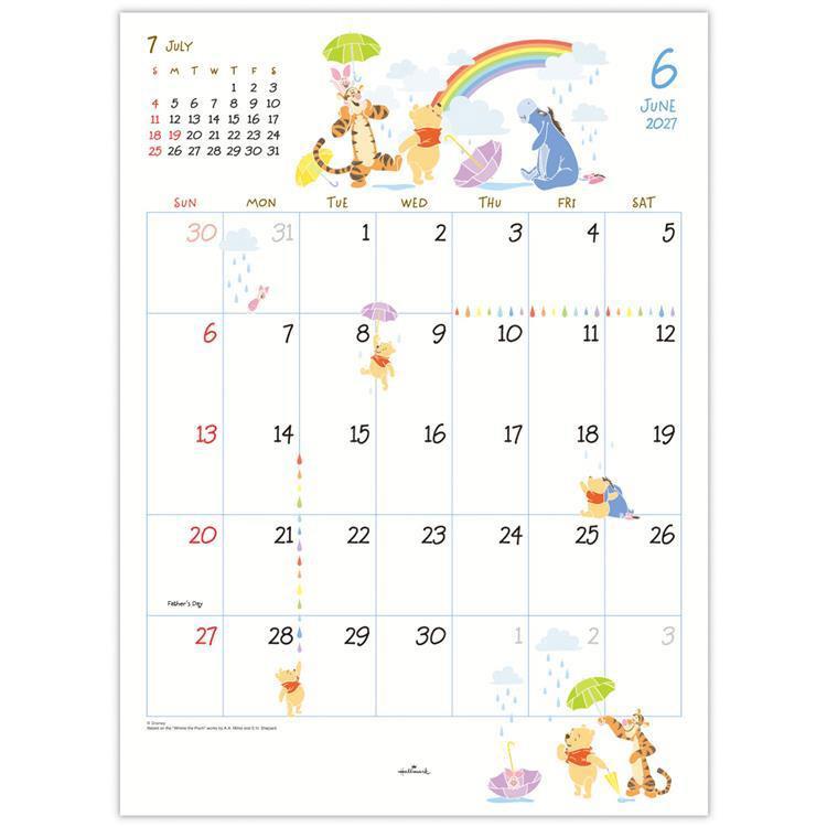 2027年1月始まり 二つ折りカレンダー大 ディズニー くまのプーさん くまのプーさん