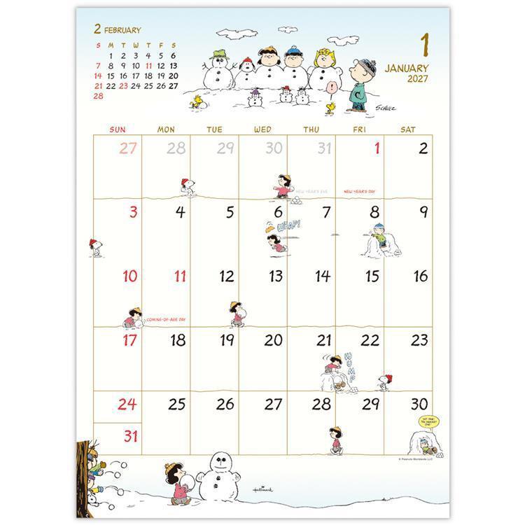 2027年1月始まり 二つ折りカレンダー大 PEANUTS スヌーピー スヌーピー