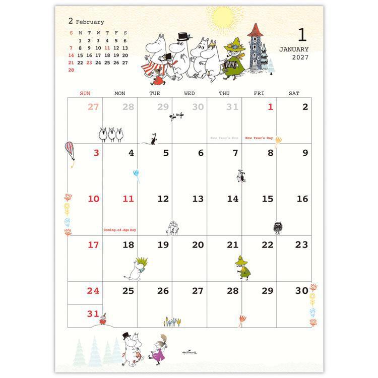 2027年1月始まり 二つ折りカレンダー大 ムーミン リトルミイ リトルミイ