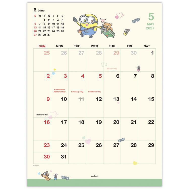 2027年1月始まり 二つ折りカレンダー大 ミニオンズ ボブ&ティム ミニオンズ