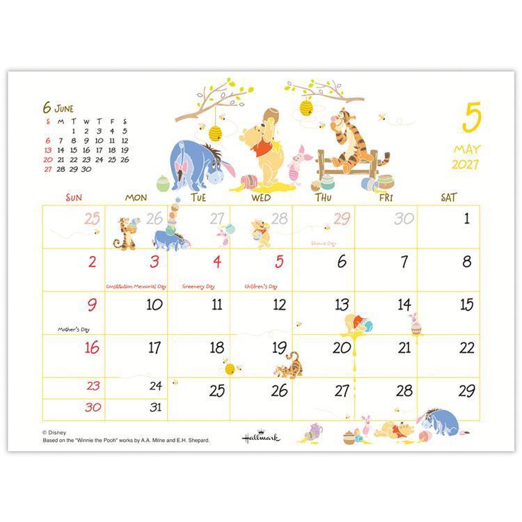 2027年1月始まりカレンダー 卓上 ディズニー くまのプーさん くまのプーさん
