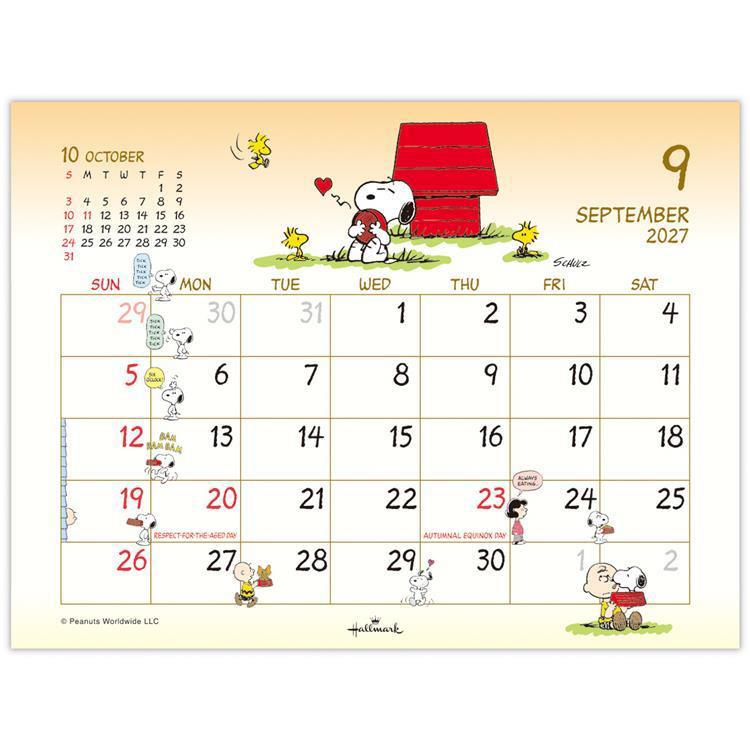 2027年1月始まりカレンダー 卓上 スヌーピー PEANUTS スヌーピー