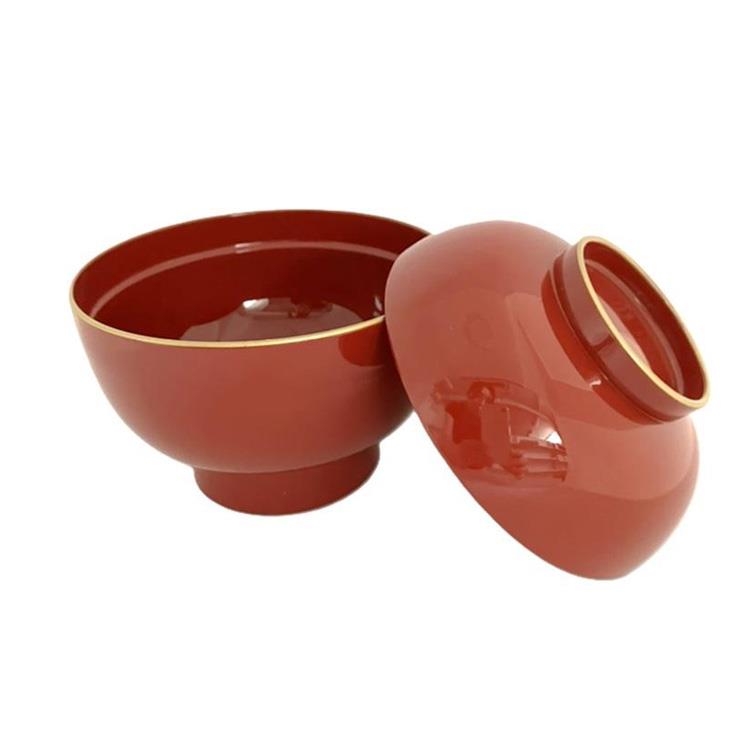 大名型雑煮椀 朱渕金 430ml 朱