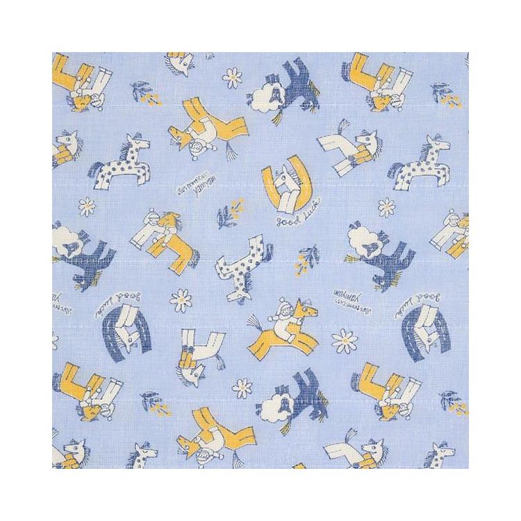 白雪友禅ふきん 30×40cm Horse ブルー ブルー