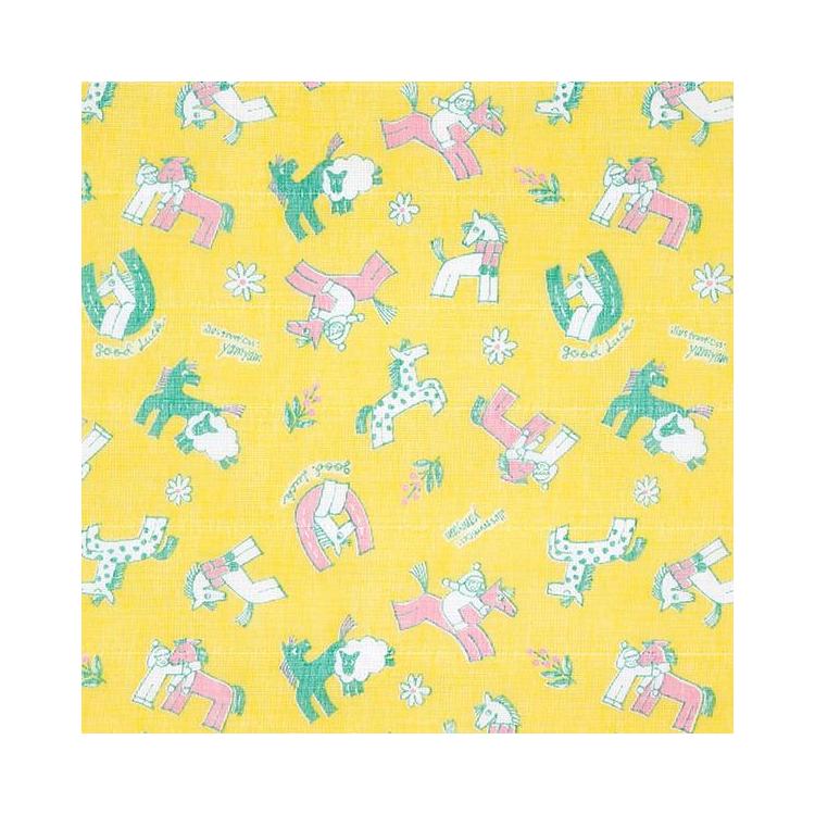 白雪友禅ふきんん 30×40cm Horse イエロー イエロー