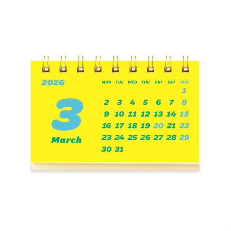 2026年1月始まりカレンダー 卓上 名刺サイズ グラフィック グラフィック