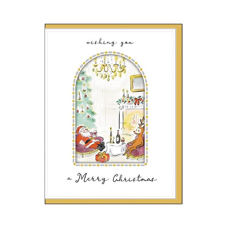 クリスマスカード ラグジュアリーサンタ リビング リビング