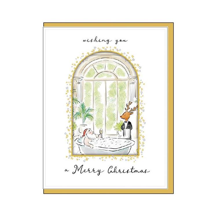 クリスマスカード ラグジュアリーサンタ おふろ おふろ