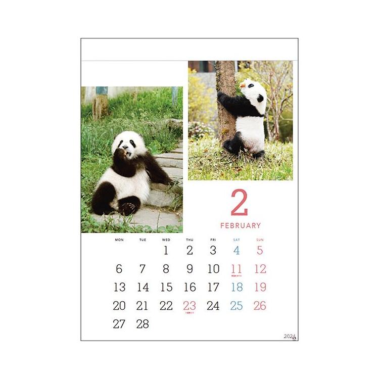 ２０２４年１月始まりカレンダー　壁掛け　ラブパンダ