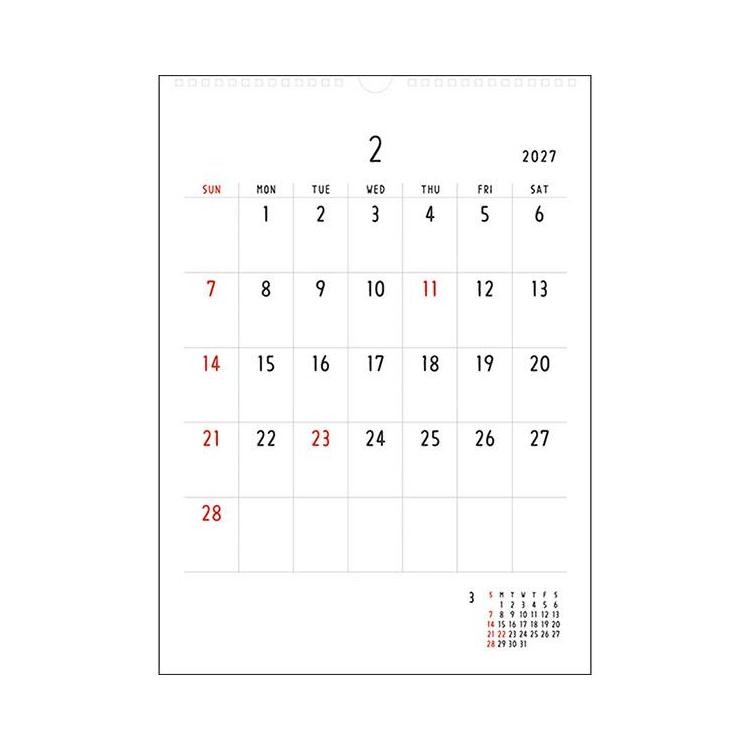 2027年1月始まりカレンダー 壁掛け Noritake