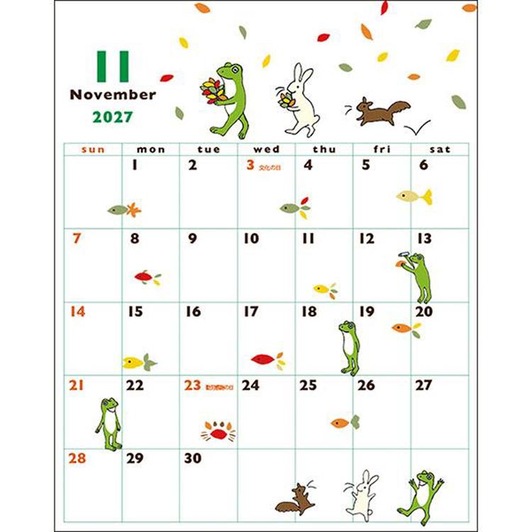 2027年1月始まり 卓上 カレンダー かえるの時間 かえるの時間