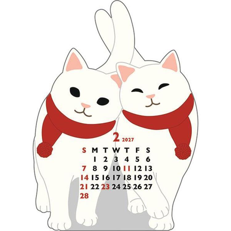 2027年1月始まり アニマルダイカットカレンダー ミニ ふたごねこ ふたごねこ