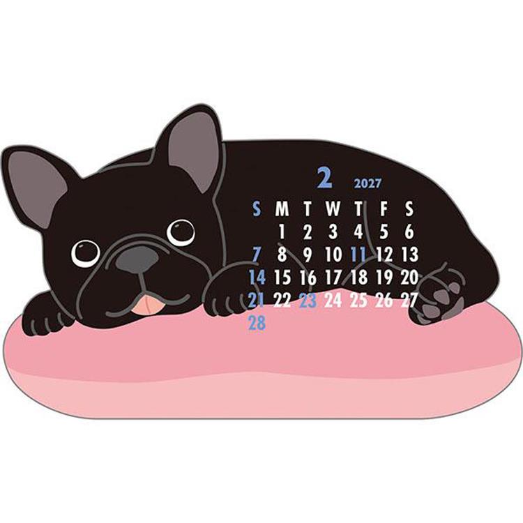 2027年1月始まり アニマルダイカットカレンダー フレンチブルドッグ フレンチブルドッグ