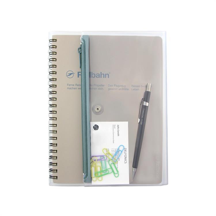 ロルバーン ポケット付メモ ストレージカバー A5 ブルーグレー ブルーグレー