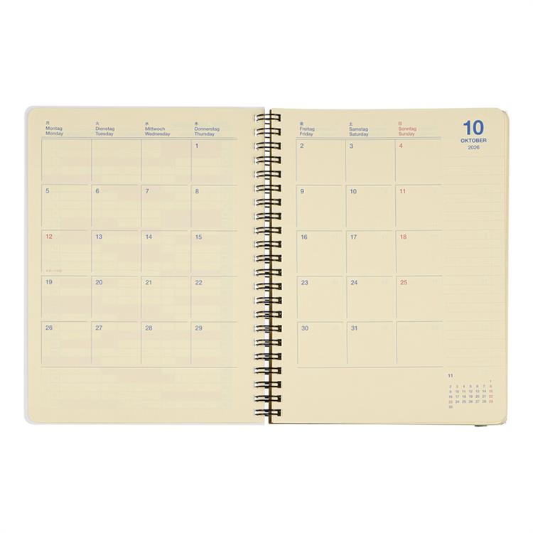 2026年10月始まり手帳 月間 A5 ロルバーンダイアリー モノラル ホワイト ホワイト