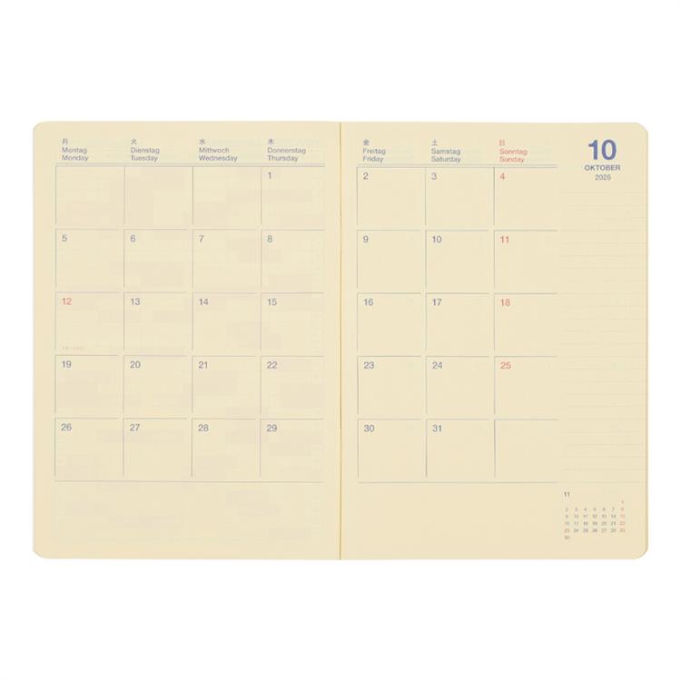 2026年10月始まり手帳 月間 B6 ロルバーンノートダイアリー クリアピンク クリアピンク
