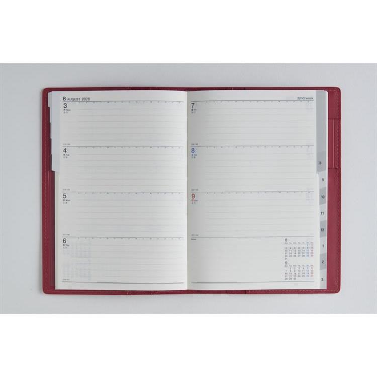 2026年4月始まり手帳 週間ブロック B6 シャルム3(633)ネオレッド