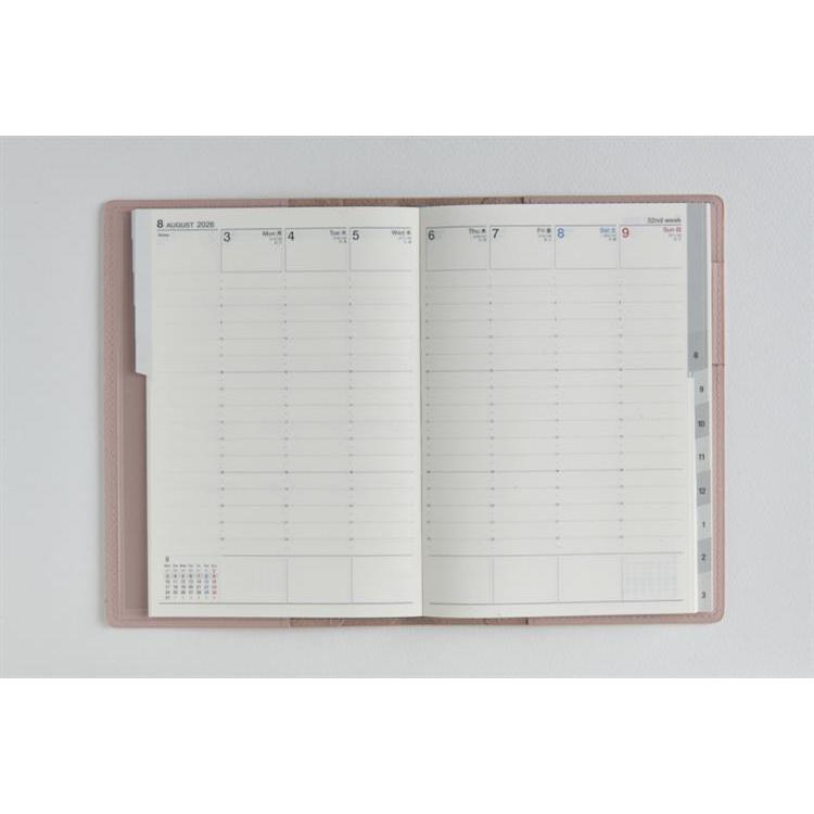 2026年4月始まり手帳 週間バーチカル B6 シャルム9(639)ライトローズウッド
