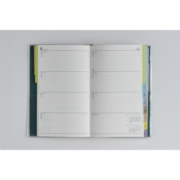 2026年3月始まり手帳 週間ブロック B7 ティーズビューインデックス3(653)グリーン