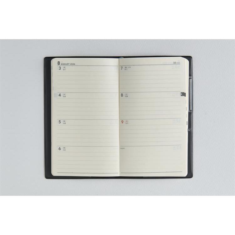 2026年3月始まり手帳 週間ブロック B7 ニューダイアリーミニ3(832)黒