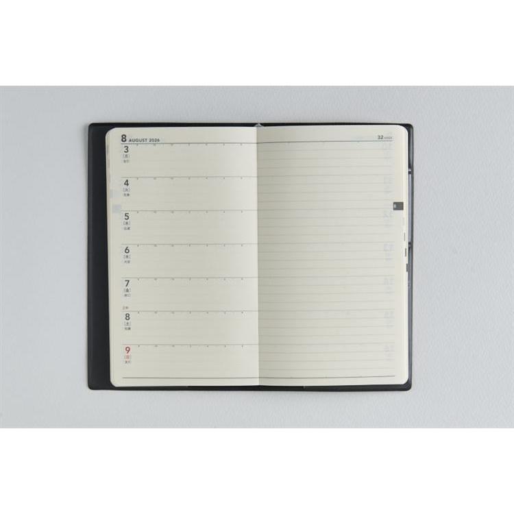 2026年3月始まり手帳 週間レフト B7 ニューダイアリーミニ1(833)黒