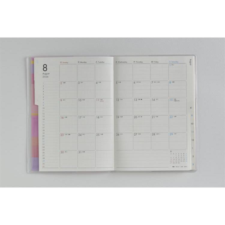 2026年3月始まり手帳 月間 B6 ミアクレール1(921)ピンク