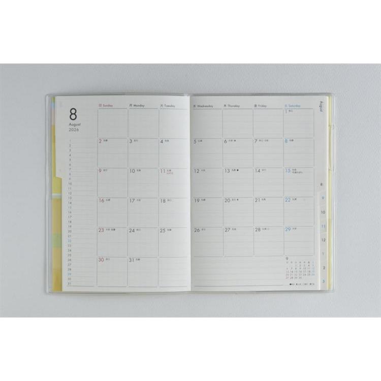 2026年3月始まり手帳 月間 B6 ミアクレール3(923)イエロー