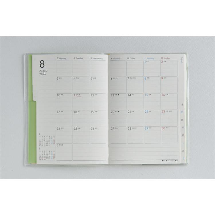 2026年3月始まり手帳 月間 A6 ミアクレールコケット4 月曜始まり(938)グリーン
