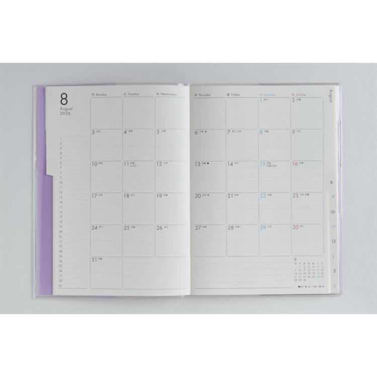2026年3月始まり手帳 月間 A5 ミアクレールグラン4 月曜始まり(948)パープル