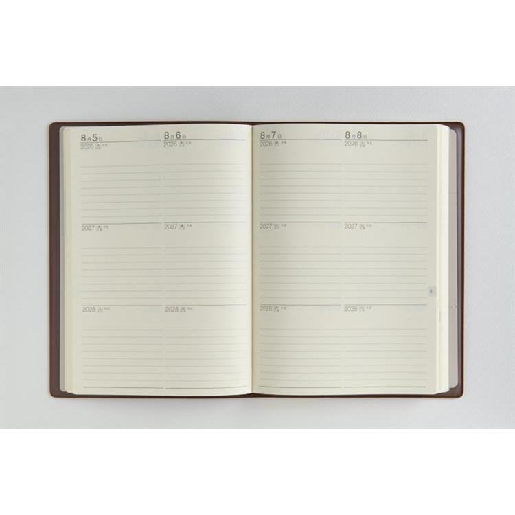 2026年4月始まり手帳 週間ブロック A5 3年卓上日誌(951)茶