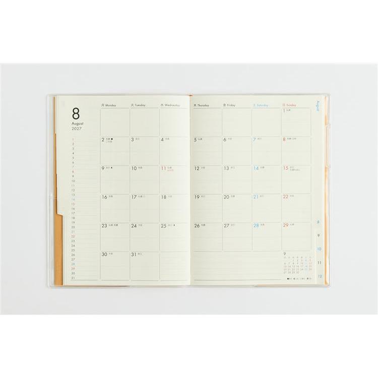 2026年12月始まり手帳 月間 B6 ミアクレール4 月曜始まり オレンジ