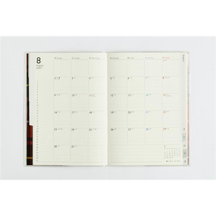 2026年12月始まり手帳 月間 A5 クレールインデックスグラン3 月曜始まり チェック