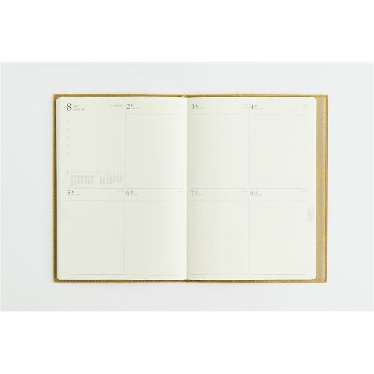 2026年12月始まり 週間ブロック A5 デスクダイアリーカジュアル8 マスタード