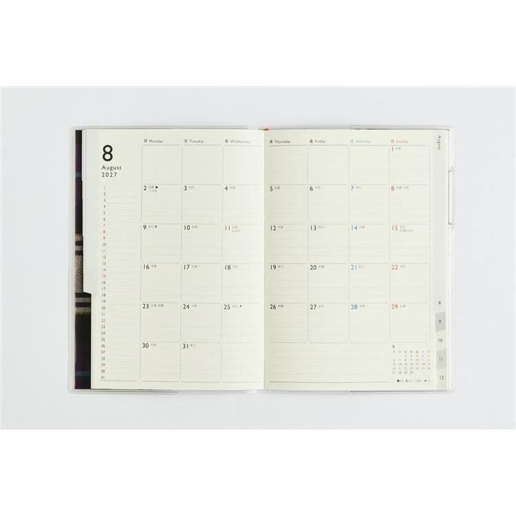 2026年12月始まり手帳 月間 B6 クレールインデックス4 月曜始まり チェック