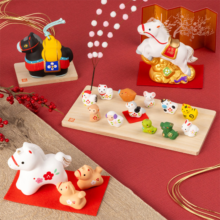 錦彩招福寿々午(恵駒土鈴) 黒【ロフト限定】