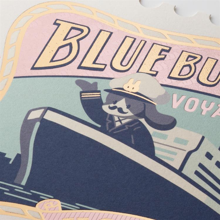 切手型ポストカード オビワン×ロッカク BLUE BUNNY LINE BLUE BUNNY LINE