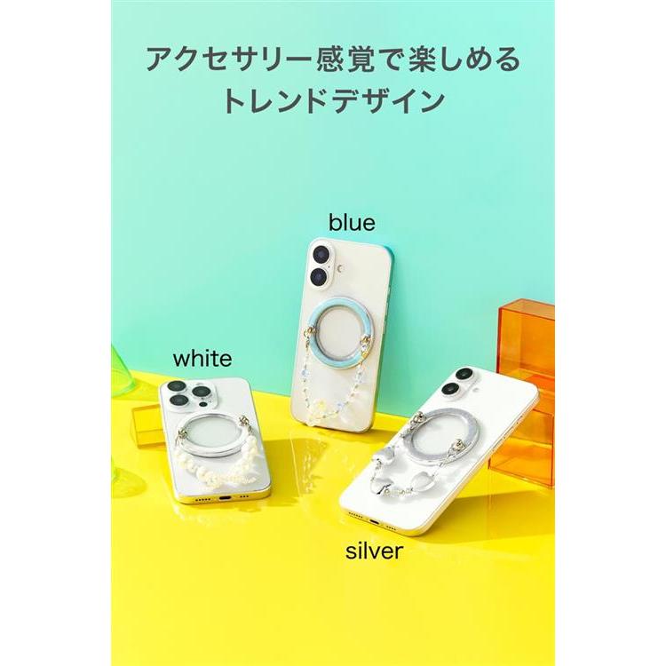 MAGKEEP マグネットスマホリング 背面クリア ホワイト ホワイト