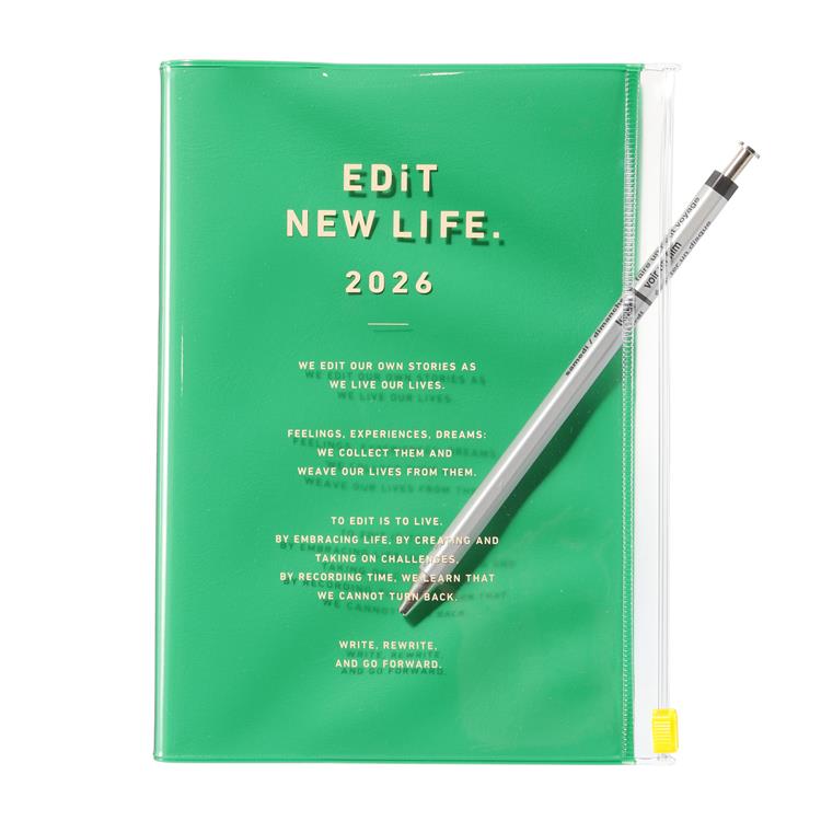 2026年4月始まり手帳 デイリー B6変形 EDiT タイポポケット ケリーグリーン ケリーグリーン