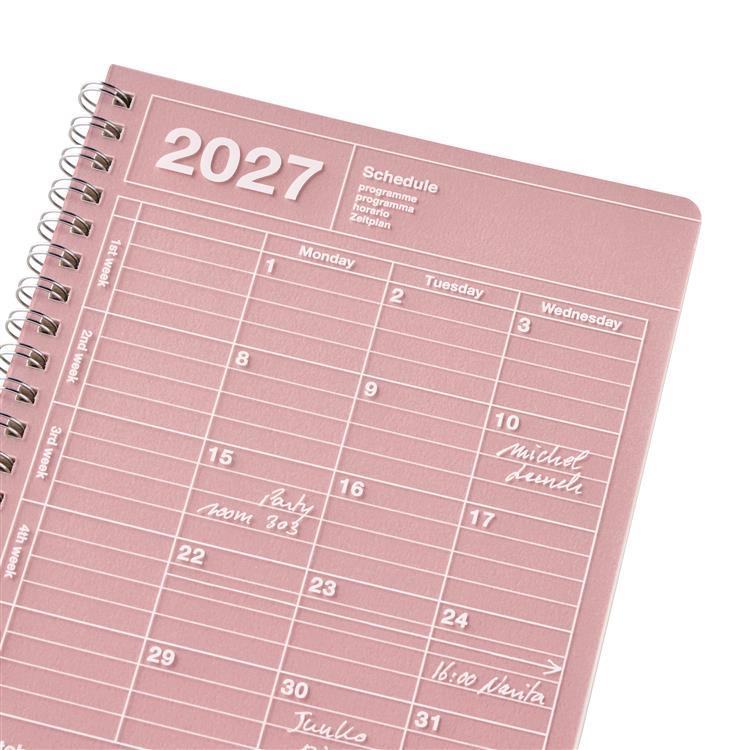 2027年1月始まり 月間 B6 ノートブックカレンダー S 縦型 ピンク ピンク