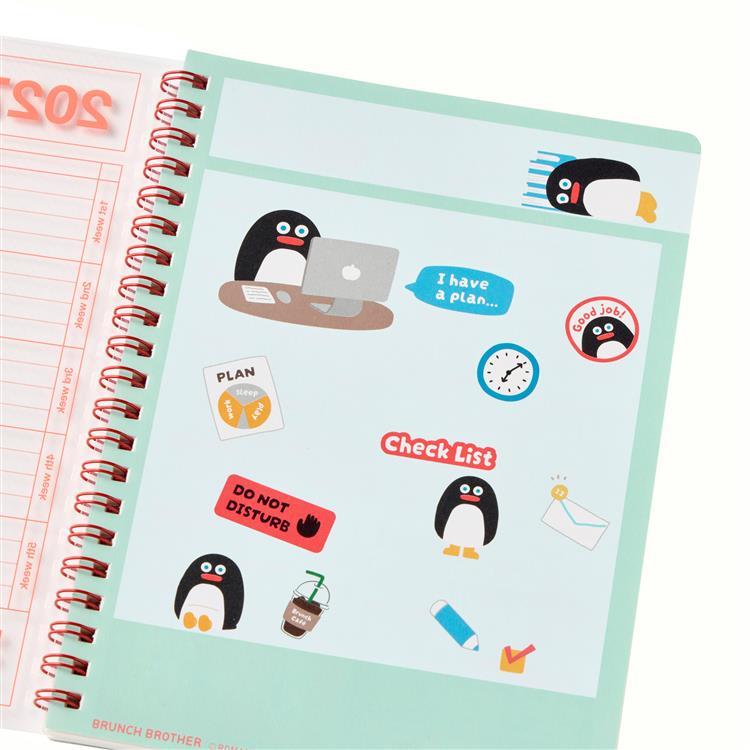 2027年1月始まり 月間 ノートブックカレンダー S 縦型 ブランチブラザー ペンギン ペンギン