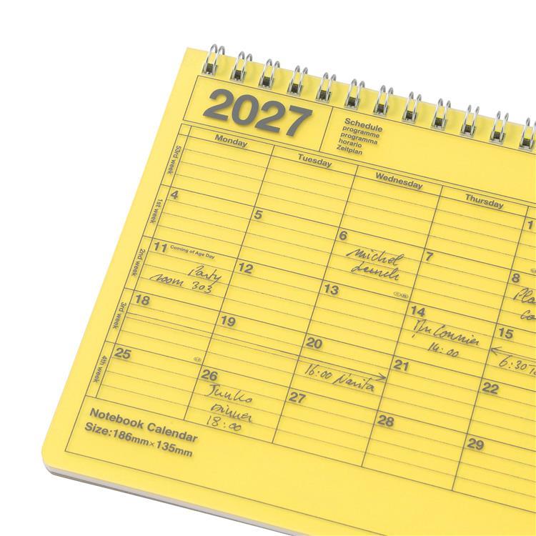 2027年1月始まり 月間 ノートブックカレンダー S イエロー イエロー