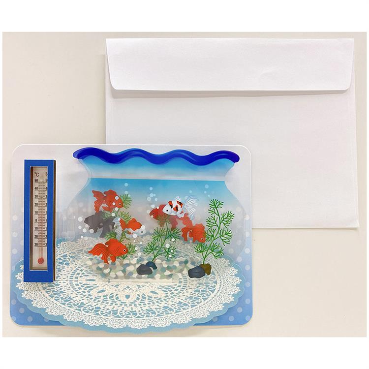 サマーカード 温度計付き金魚鉢