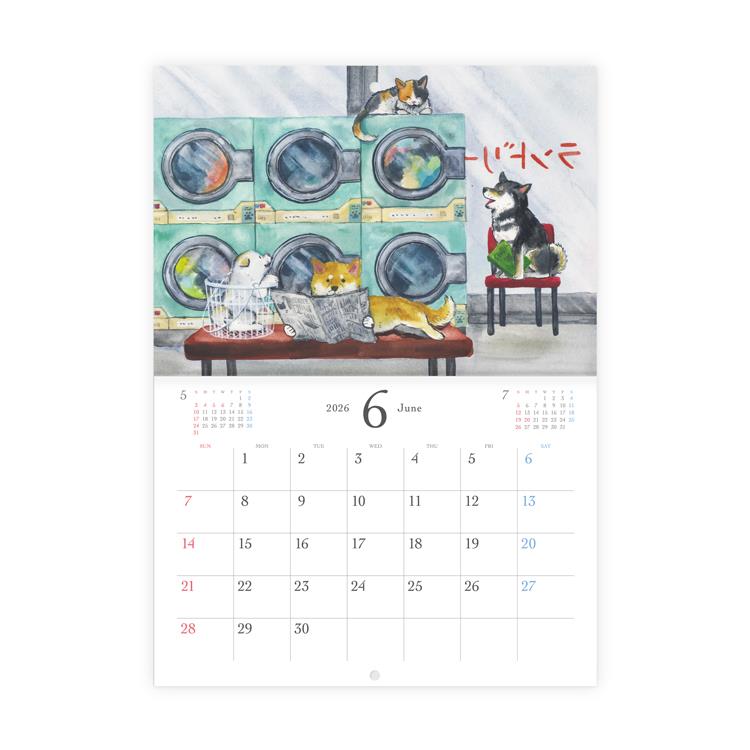 2026年1月始まりカレンダー 壁掛け 村田夏佳 しばいぬの休日