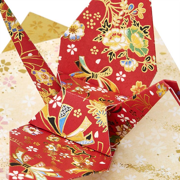 和風クリスマスカード 立体 折り鶴